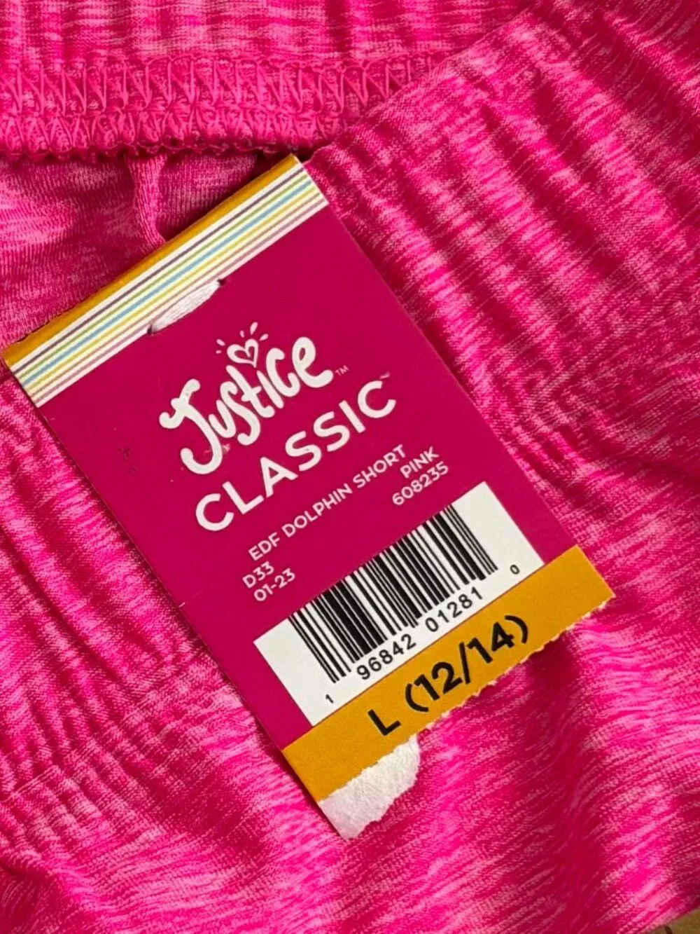 NWT Justice Girls Hot Pink Dolphin Active Shorts Size 12/14